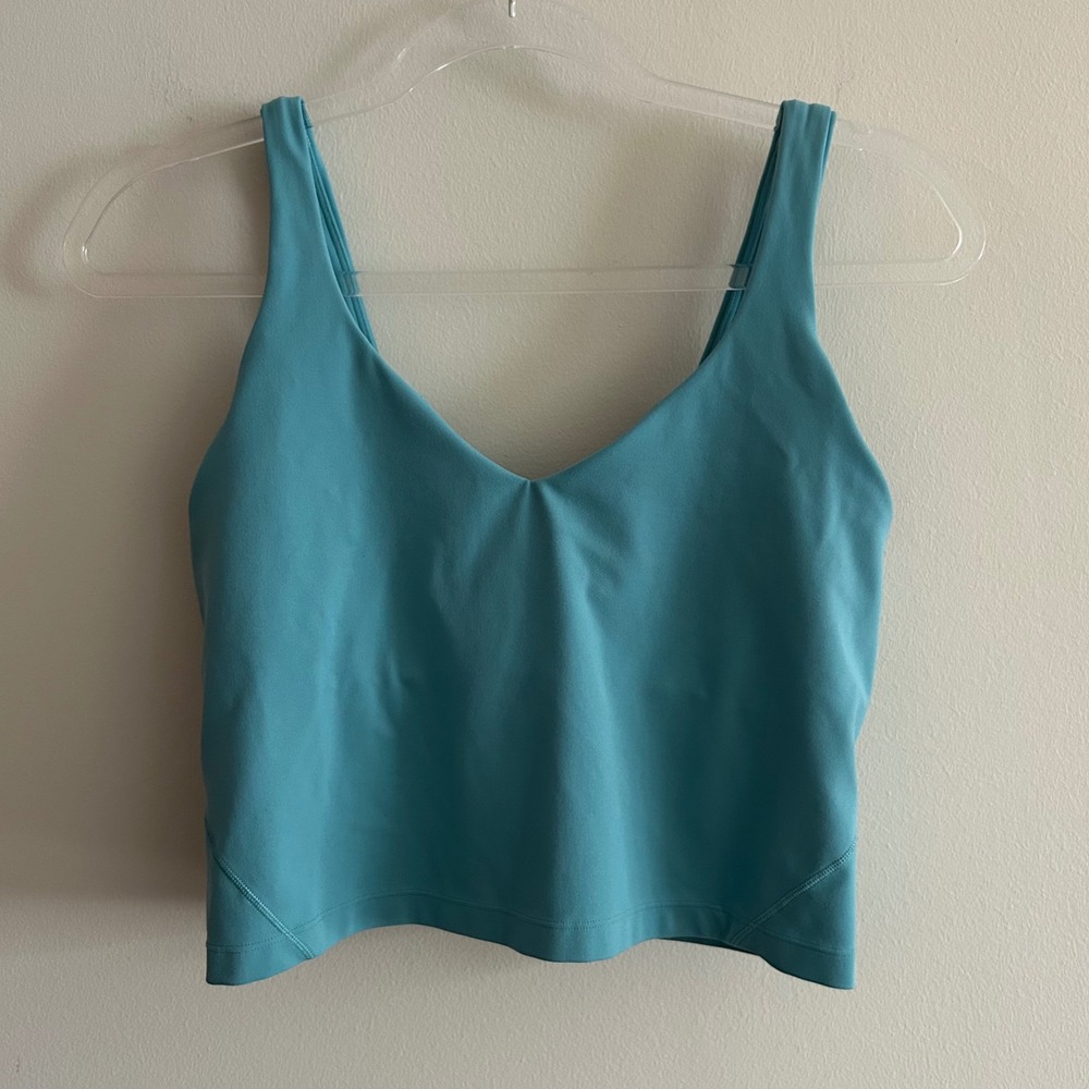 Lululemon Align Tank Top Bright Teal/Turquoise Blue Size 10 V-Neck Cropped